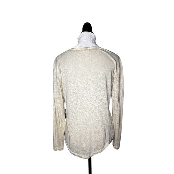 Filippa K Scoop Neck Linen Long Sleeve Top Cream Size Medium - Picture 3 of 9